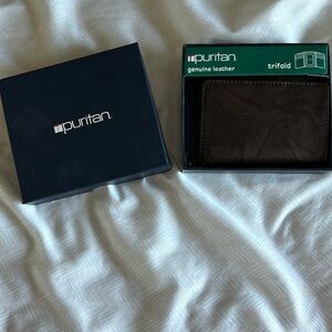 Marble Brown Leather Puritan Wallet NIB